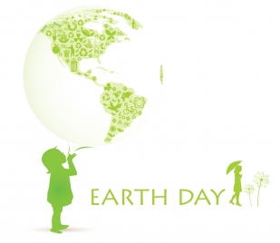 earth day banner on green and white background