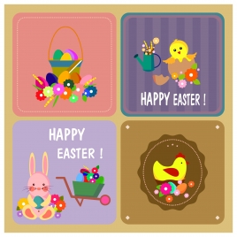 easter background templates collection in colored flat style