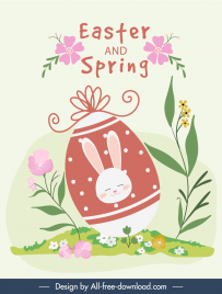 easter card template colorful flat flora eggs sketch