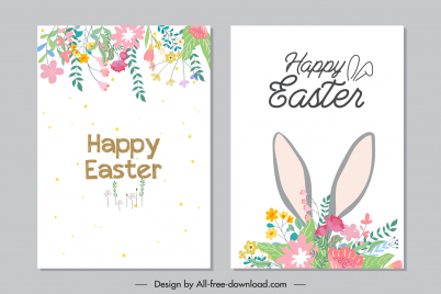 easter card template elegant flowers rabbit ears