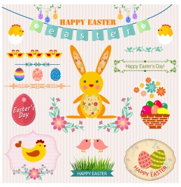 easter decoration design elements isolated bright background