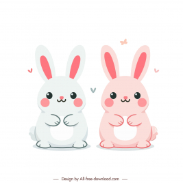 easter design elements cute flat fat bunnies cartoon