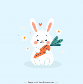 easter design elements lovely little bunny carrot handdrawn