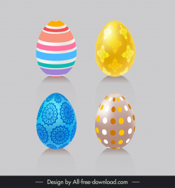 easter eggs icons sets elegant colorful repeating patterns decor