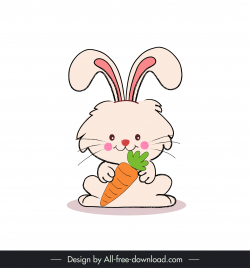 easter rabbit with carrot icon cute carton sketch