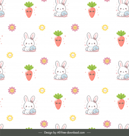 easter seamless pattern template cute handdrawn rabbits carrot repeating