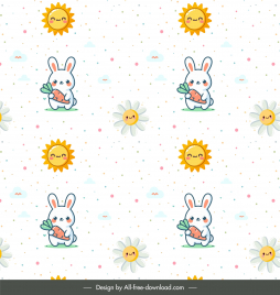 easter seamless pattern template cute rabbits flora sun carrot repeating