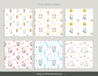 easter seamless pattern templates collection repeating rabbit handdraw decor