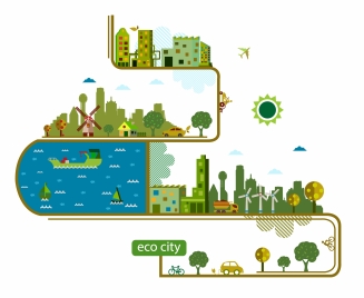 eco city infographic design with vertical style