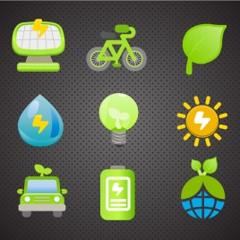 eco icons collection with multi shapes illustration