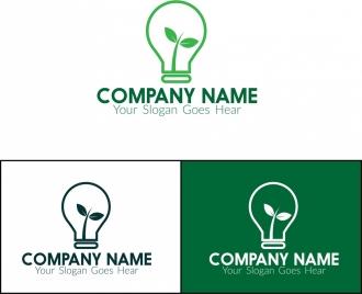 eco logo sets leaf and light bulb design