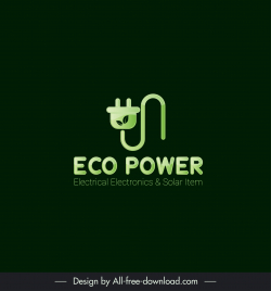 eco power logotype plug electrical line sketch modern contrast design