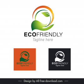 ecogreen logo template flat hand holding leaf