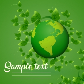 ecology banner green leaves globe icons decoration