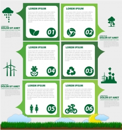 ecology banner with infographic illustration in green color