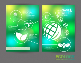 ecology brochure design with green bokeh background