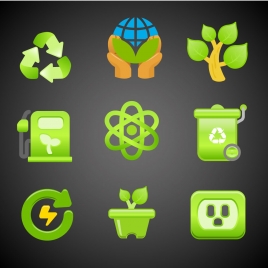 ecology icons design with green color
