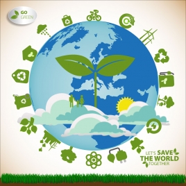 ecology saving banner with earth illustration