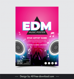 edm music poster template dynamic silhouette modern design