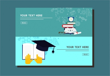 education banner webpage style design with emblems