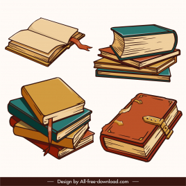 education design elements retro 3d books sketch