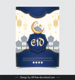 eid poster template symmetric silhouette oriental elements