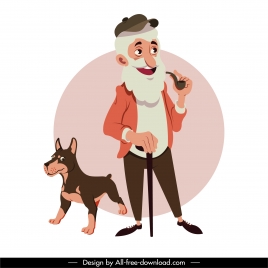 eldery painting old man dog pet sketch