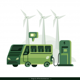 electric transportation design elements bus charging windfarm