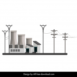 electrical equipment plant icon modern flat sketch
