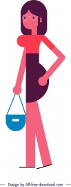 elegant woman icon colored flat design cartoon character