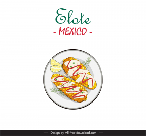 elote mexican food advertising poster template flat corn cream decor retro design