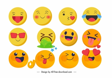 emoji faces icons colorful dynamic circles design