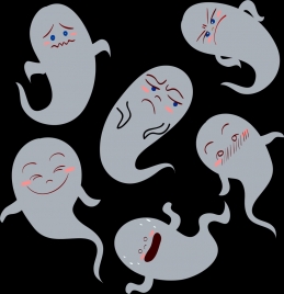 emoticon collection ghost icons funny design