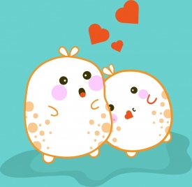 emoticon icons cute cartoon romantic couple decoration