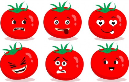 emotional face icons red tomato decoration