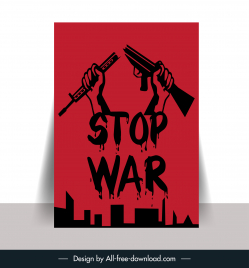 end war poster template dark handdrawn retro texts weapon design