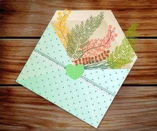 envelope postcard cover template colorful leaves decoration