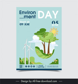 environment day poster template flat nature scene