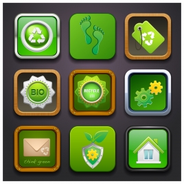 environmental user interface icons with green illustration