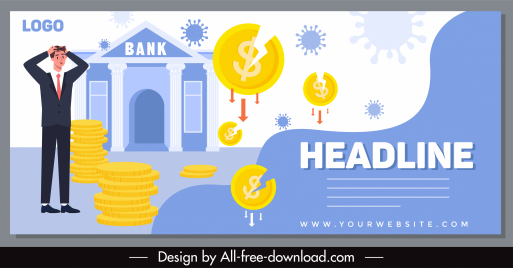epidemic finance banner coins viruses bank sketch