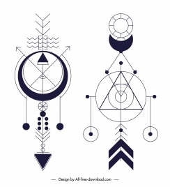 ethnic tattoo templates flat symmetric geometry shapes