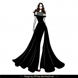 evening dresses design elements elegant cartoon
