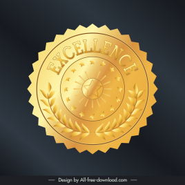 excellence stamp template luxury shiny golden