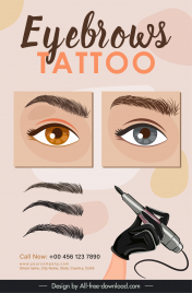eyebrow tattoo poster template beauty elements layout