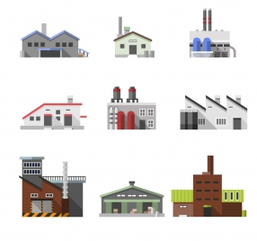 factory and warehouse sets illustration in sketch design