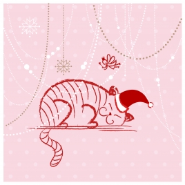 fairy and sleeping cat hand draw background