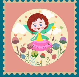 fairy background cute girl icon classical design