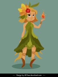 fairy character icon magic girl sketch cartoon design
