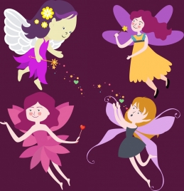 fairy icons collection cute cartoon design