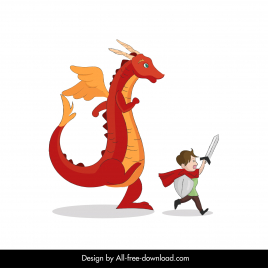 fairy tale design elements playful dragon kid cartoon